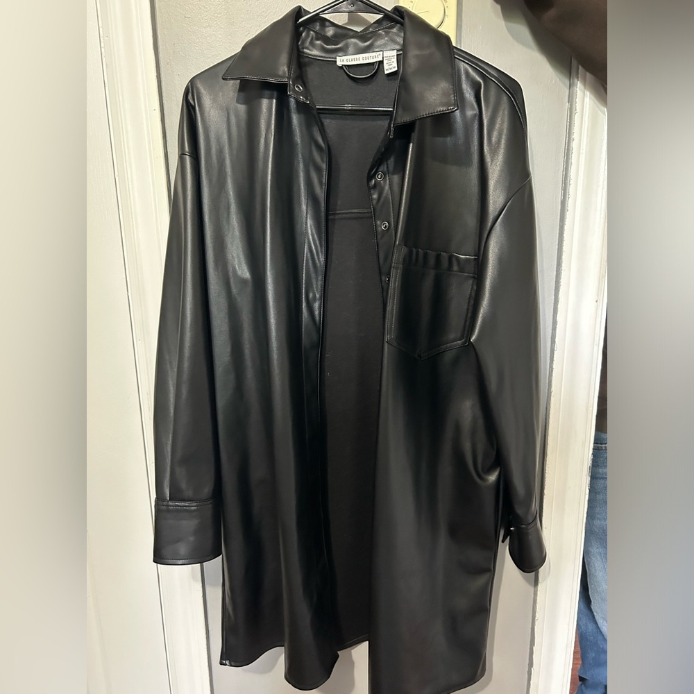 Long Faux Leather Jacket
